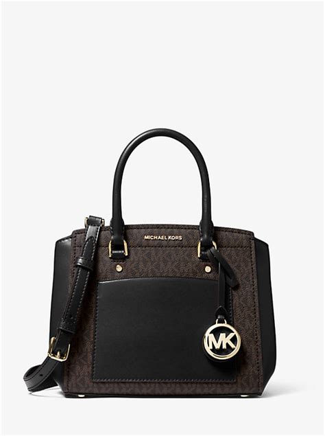 michael kors park medium logo and leather satchel|macy's Michael Kors.